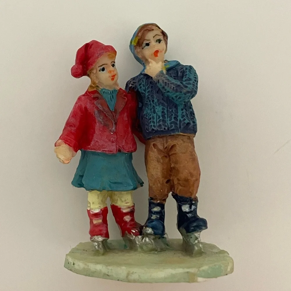 Vintage Set/3 Victorian snow village figurines